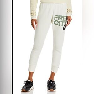 Freecity Cream and Green Track Pants